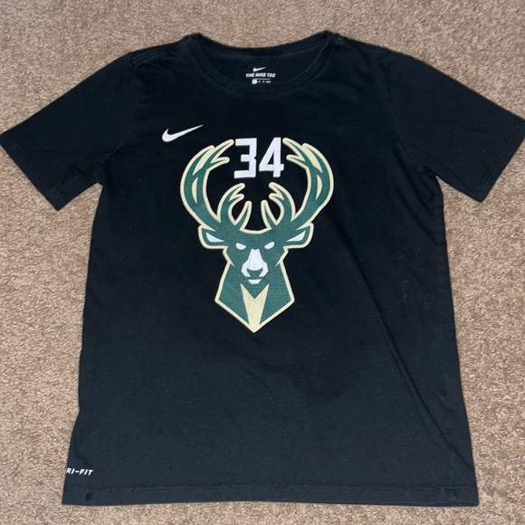 NBA Other - Nike dri-fit NBA Milwaukee Bucks black Antetokounmpo tee shirt EUC size 10-12